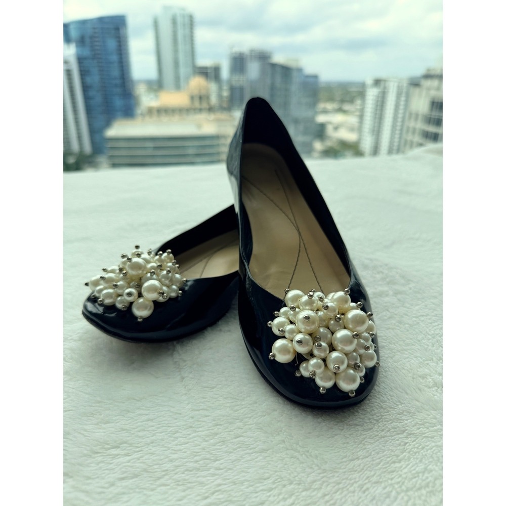 Kate Spade Pearl Cluster Black Ballerina Flats Vilette Cocktail Chic Size 7